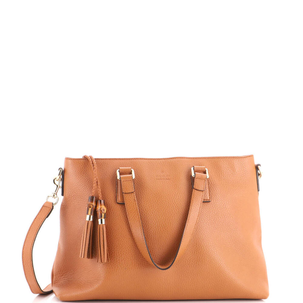 Gucci Medium Bamboo Tassel Convertible Zip Tote